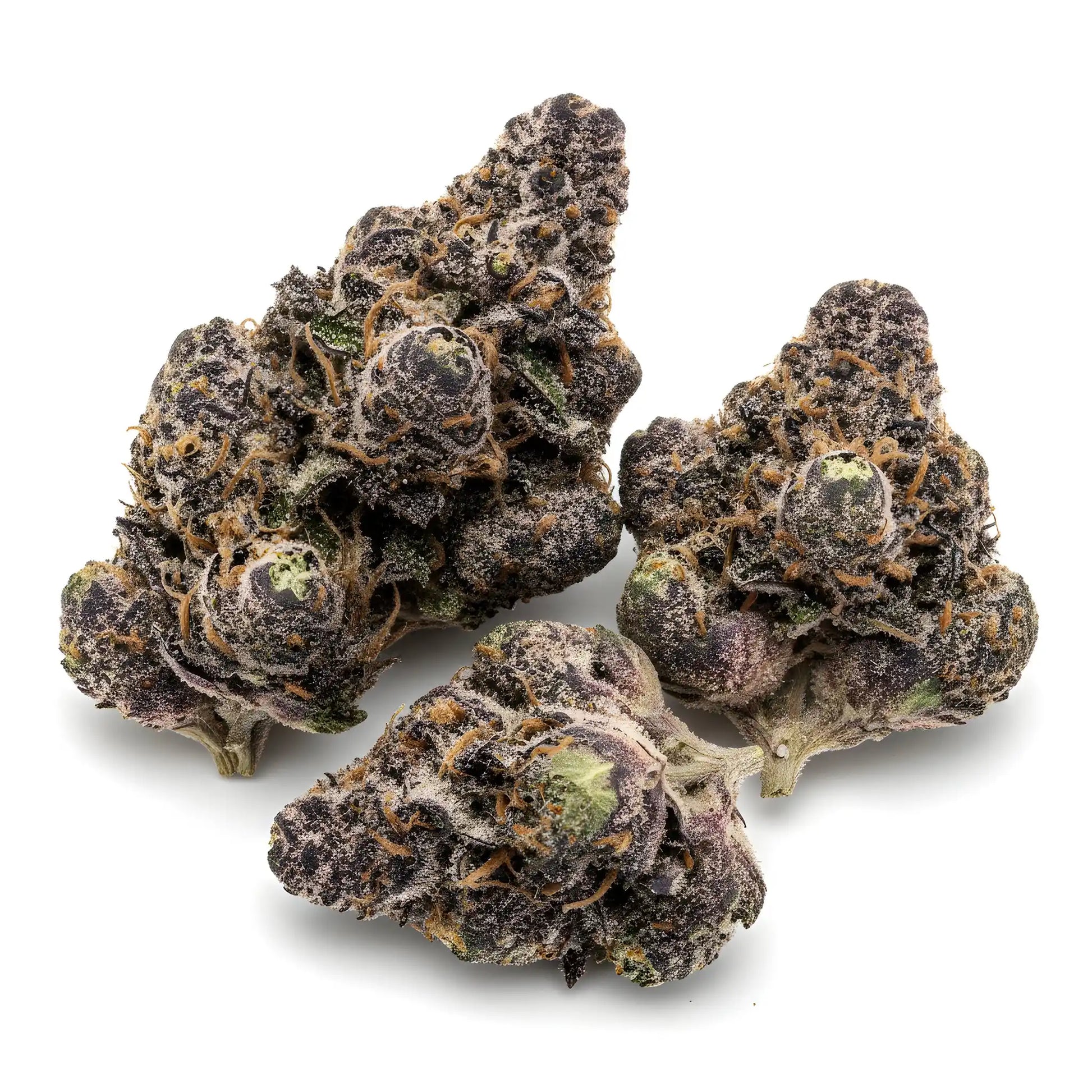 Main product photo of Jealousy THCA hemp flower AA grade hybrid, featuring Gelato 41 x Sherbet lineage and crystal rich bud structure | Hurcann