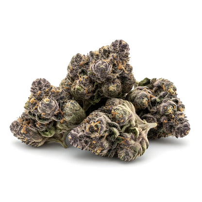 Main product photo of Grape Pie THCA hemp flower AA grade, an indica-dominant strain featuring milky trichomes and dessert-style genetics | Hurcann