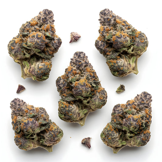 Main product photo of Cadillac Rainbow THCa Hemp Flower featuring Zkittlez x Runtz x Gelato 41 lineage, dense yet fluffy buds, and premium indoor-grown AAA hybrid quality