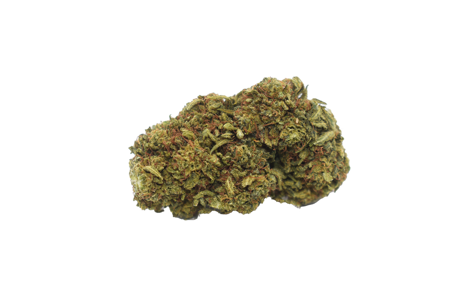 Close-up of Maui Wowie CBD flower, featuring bright green buds with orange pistils, covered in frosty trichomes, offering a sweet pineapple-citrus aroma and uplifting effects.