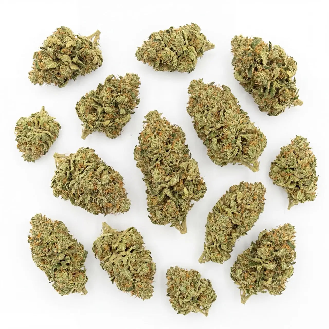 Alien Cookies CBD features beautifully structured buds with rich green tones and vibrant orange pistils. A unique strain known for its complex aroma and smooth CBD experience | Hurcann
