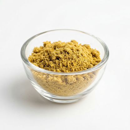 THCA kief powder in a clear glass bowl — premium golden hemp kief for sale, federally compliant