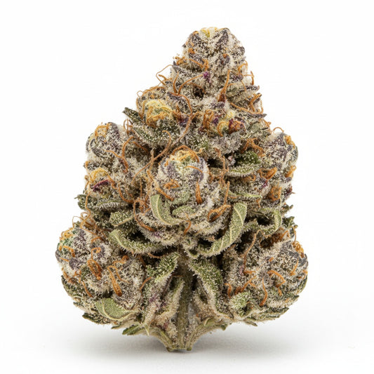Vanilla Berry features dense, frosty buds with deep purple hues and streaks of dark green