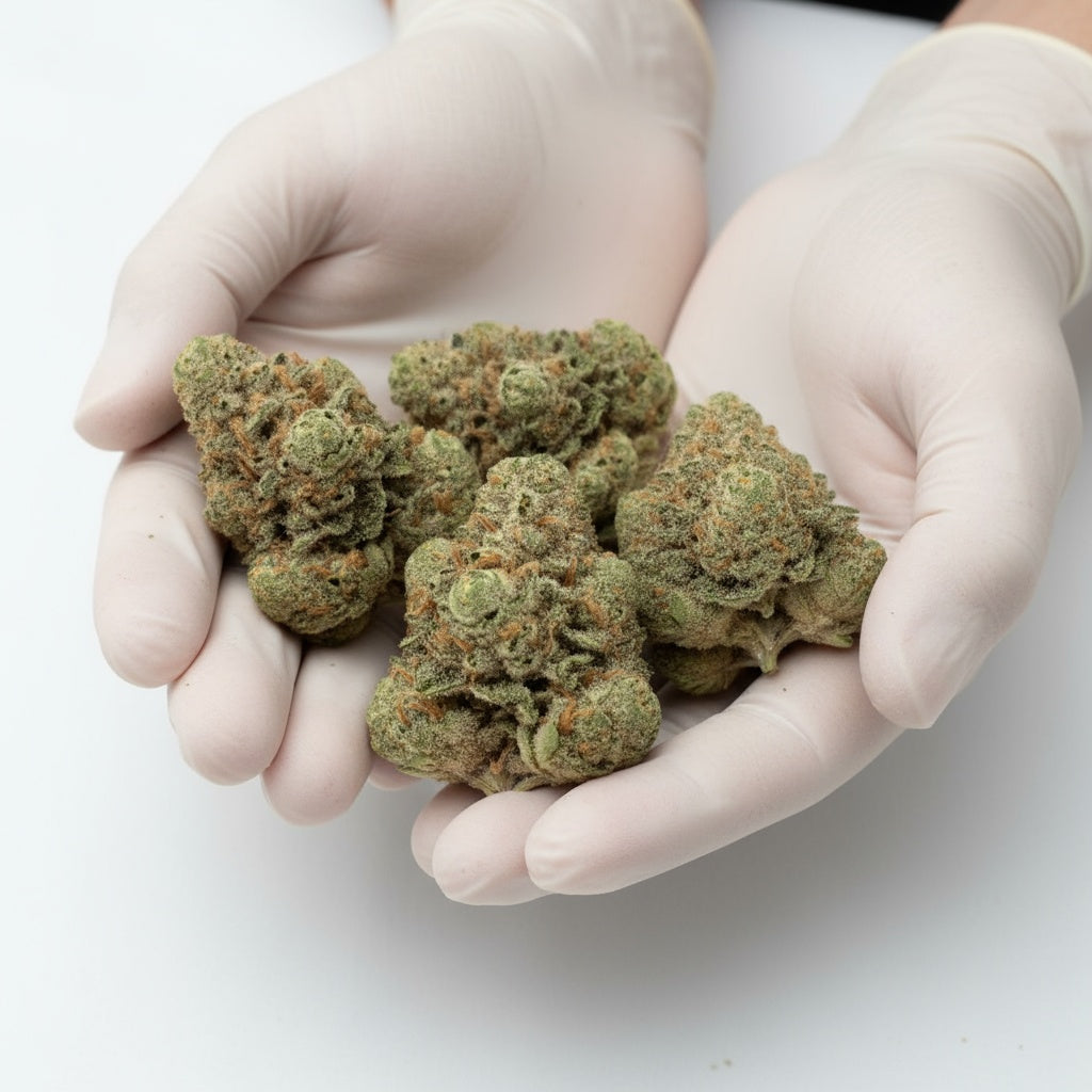 Each nug sparkles with sticky resin, giving it a vibrant, candy-like visual appeal