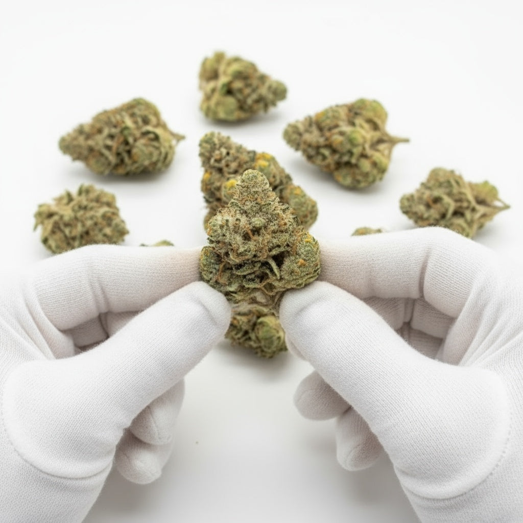 Its fluffy, resin-coated texture hints at tropical potency.