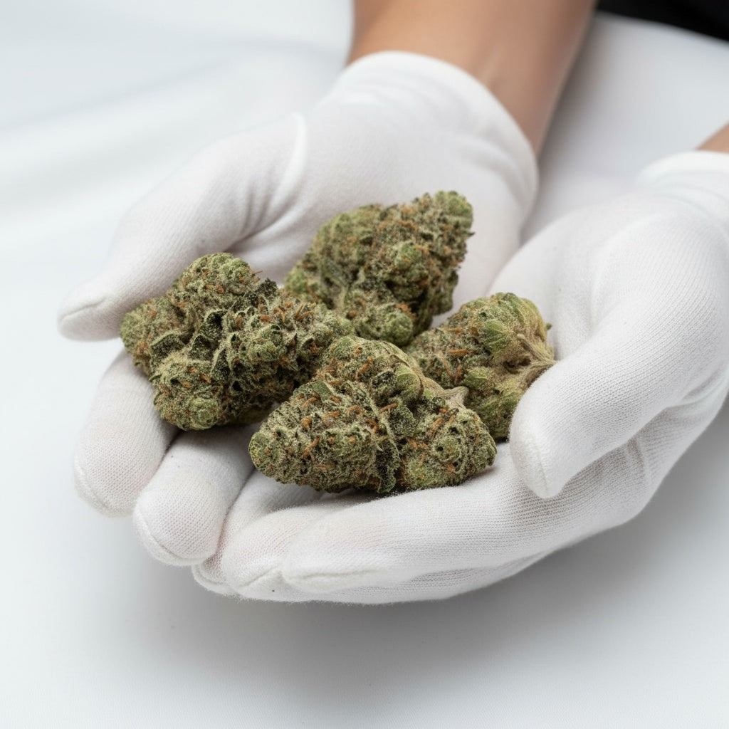 Its compact, sticky structure reflects true indica quality.