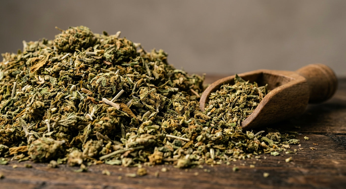CBD Hemp Trim — Shake & Trim for Edibles & Extracts — angle