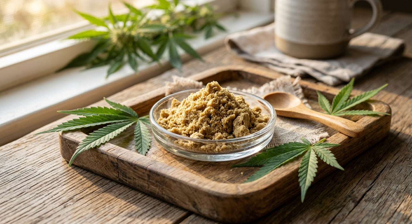 CBG Dry Sift Hash | Hemp-Derived | 7g (1/4 oz) – 56g (2 oz) — lifestyle