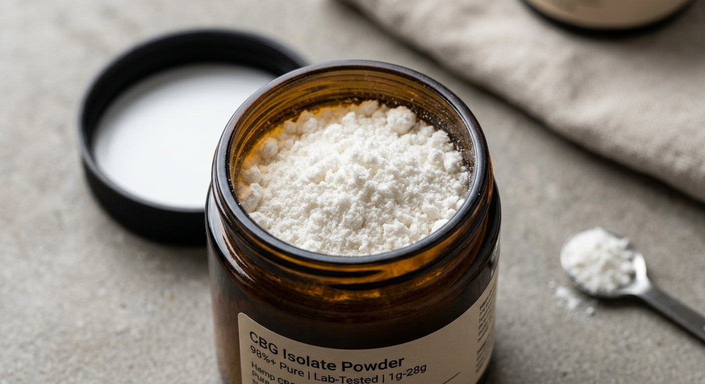 CBG Isolate Powder — 98%+ Pure | Lab-Tested | 1g – 28g — angle