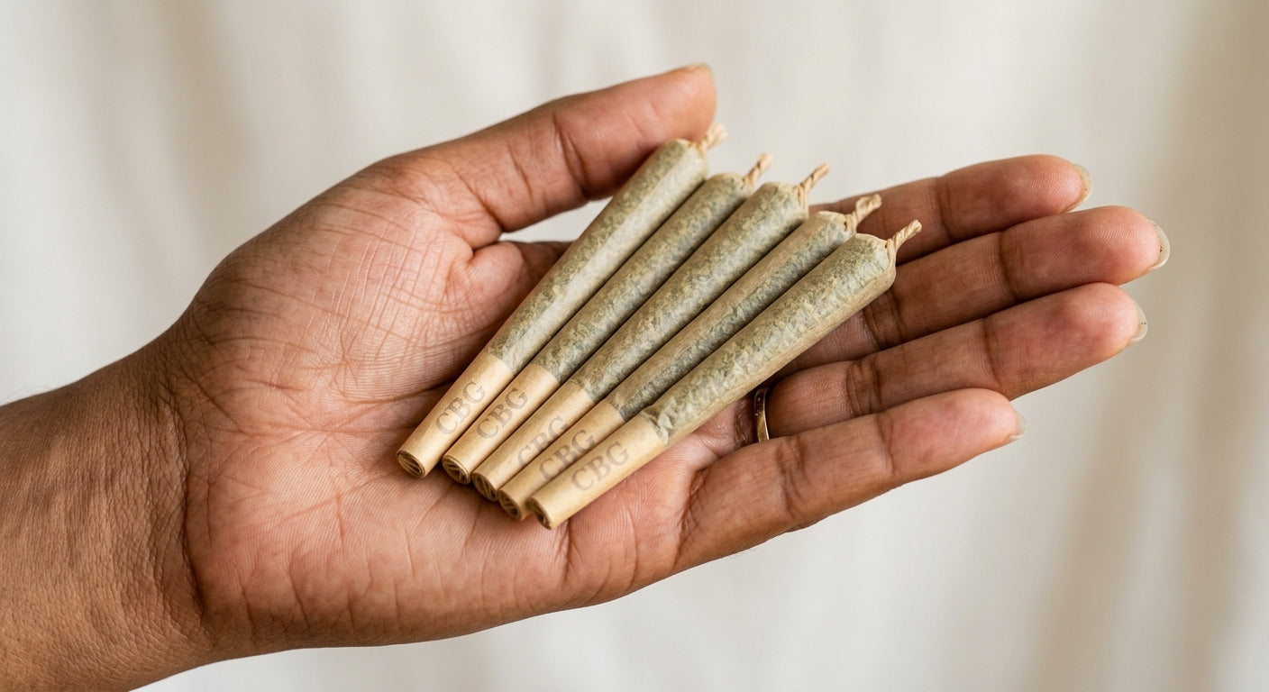 CBG Pre-Roll 5-Pack — 1g Joints | Focus & Energy | Lab-Tested — inhand