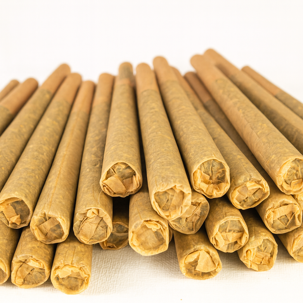 Wholesale THC pre-roll cones in bulk – hemp or cannabis joints displayed for B2B buyers and distributors