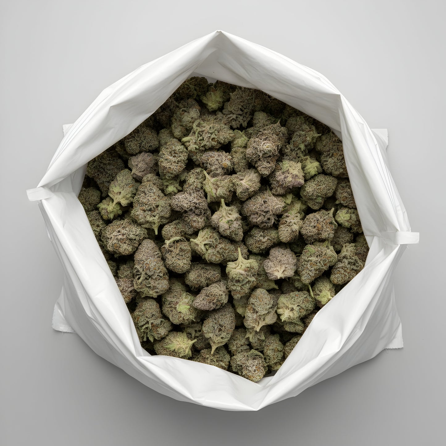 Wholesale photo of Rainbow Reserve THCA hemp flower hybrid AAA grade, bulk display of prism colored buds coated in thick trichomes, 34 percent THCA, top terpenes limonene caryophyllene and ocimene