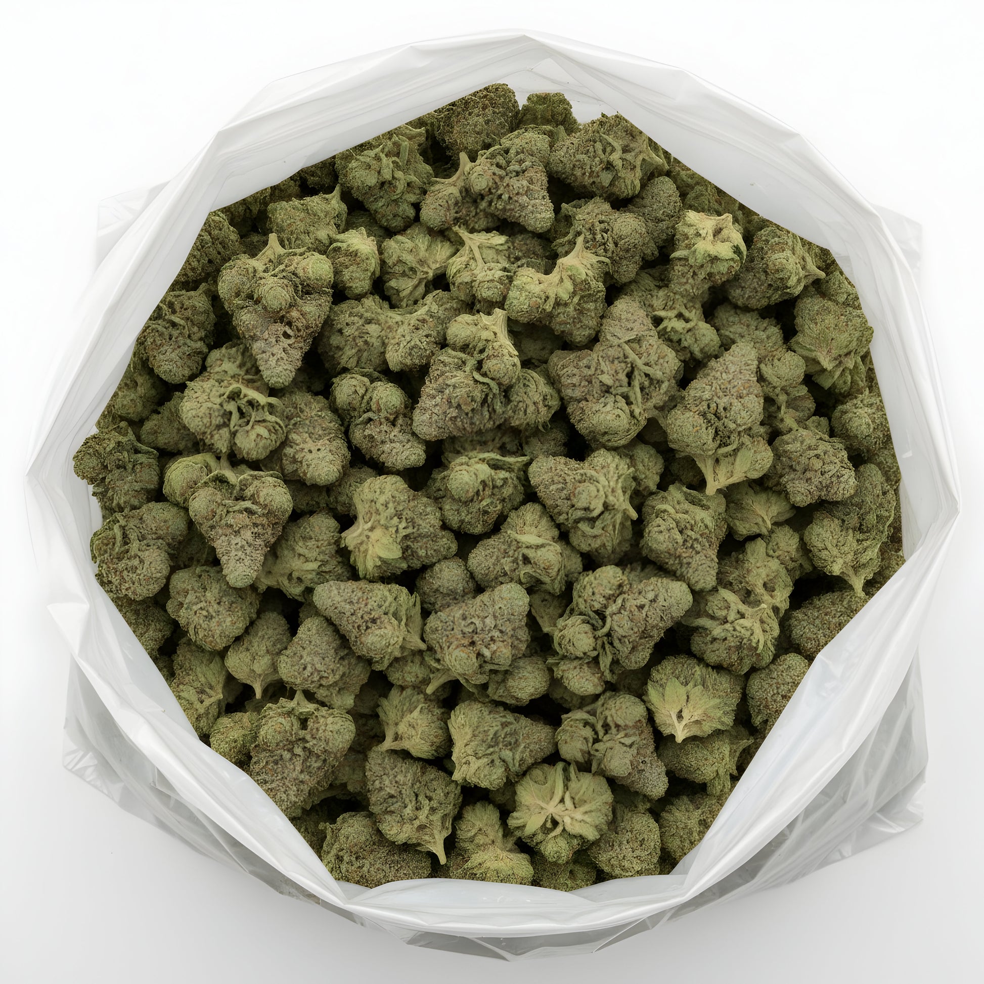 Wholesale main image of Afghani Kush THCa hemp flower pure indica AA grade, bulk buds showing frosty trichomes and forest-green color