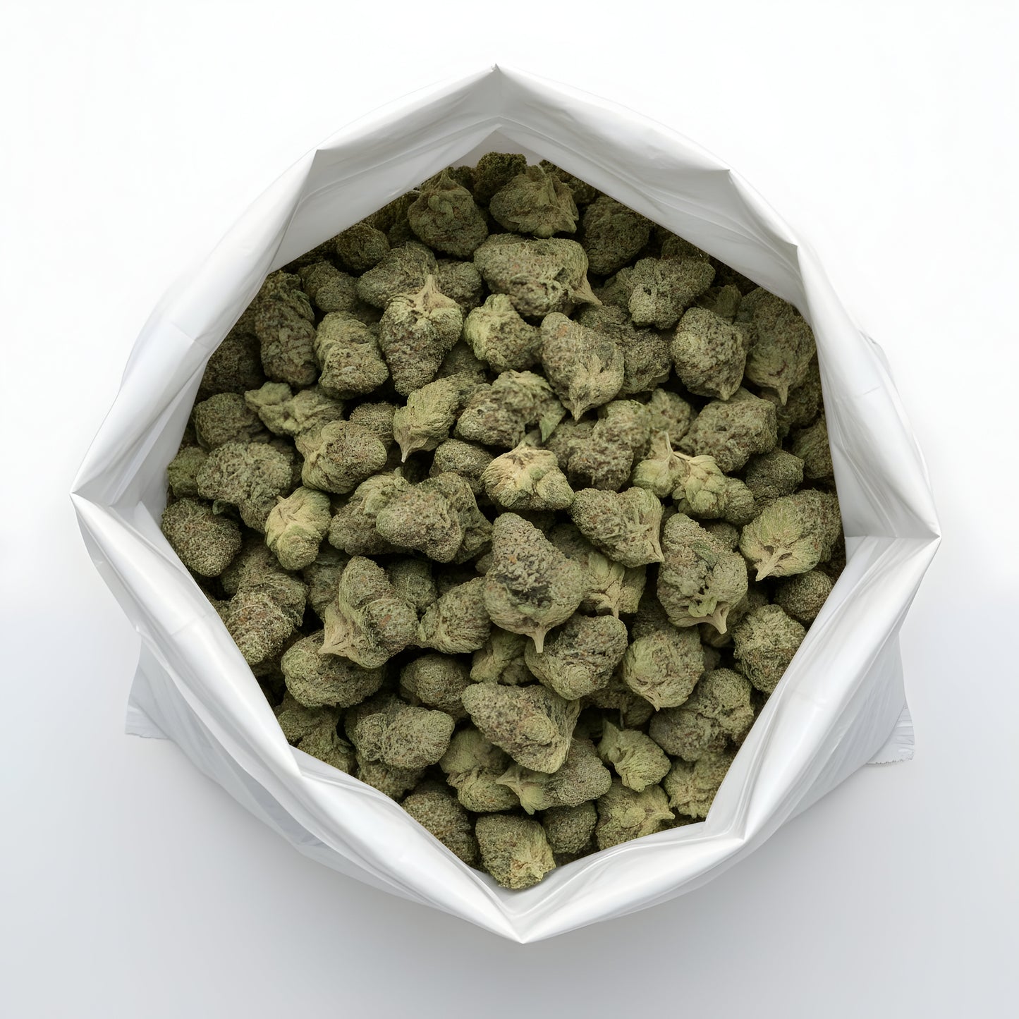 Wholesale photo of Cream Cake THCA hemp flower indica AA grade, bulk display of dense frosty buds with 26 percent THCA and dessert terpene profile