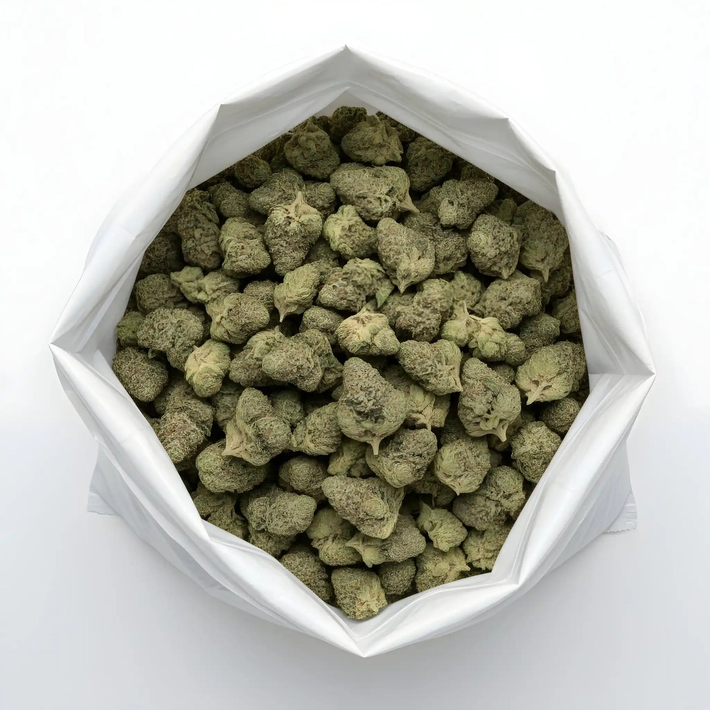 Wholesale photo of Cream Cake THCA hemp flower indica AA grade, bulk display of dense frosty buds with 26 percent THCA and dessert terpene profile | Hurcann