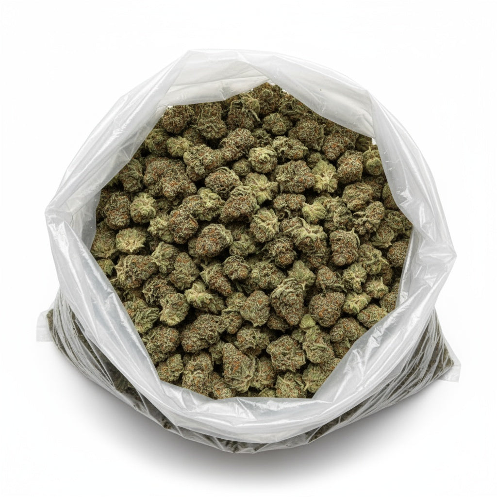 Oh La La shows off medium-dense buds covered in shimmering trichomes with shades of pink, violet, and mint green