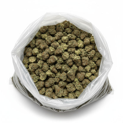 Oh La La shows off medium-dense buds covered in shimmering trichomes with shades of pink, violet, and mint green