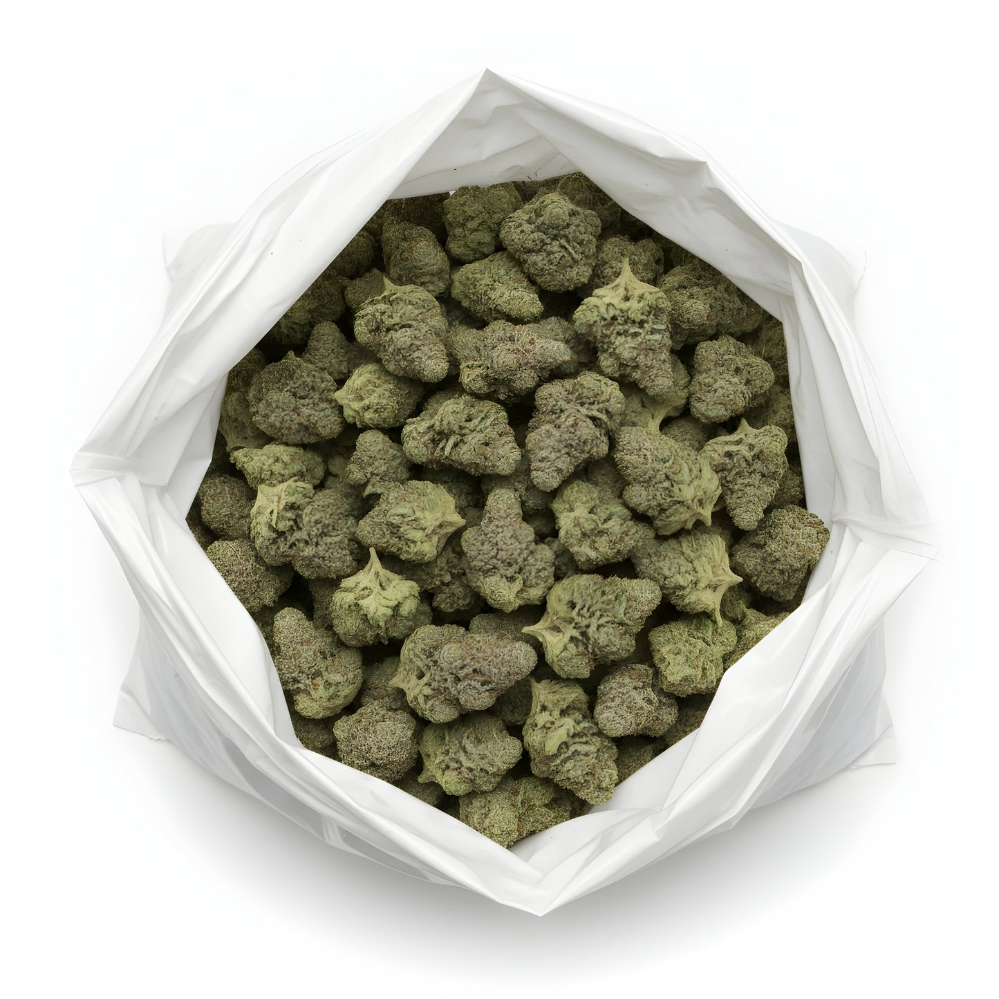 Wholesale photo of Mitten Cake Badder THCA hemp flower indica dominant AA grade, bulk display of dark green frosty buds