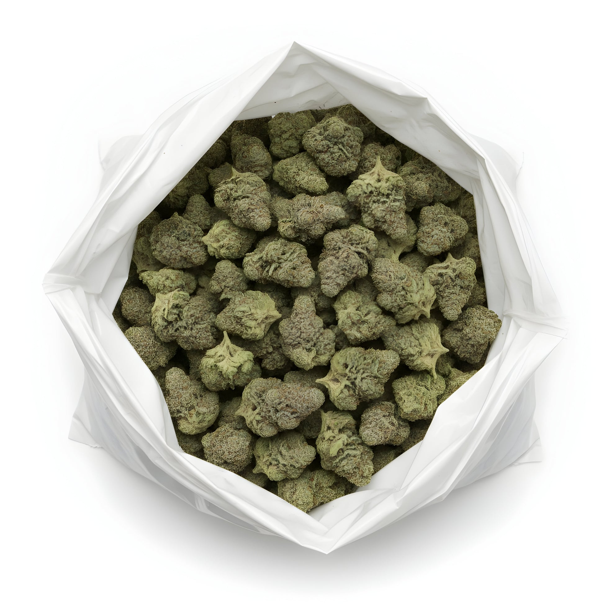 Wholesale photo of Mitten Cake Badder THCA hemp flower indica dominant AA grade, bulk display of dark green frosty buds