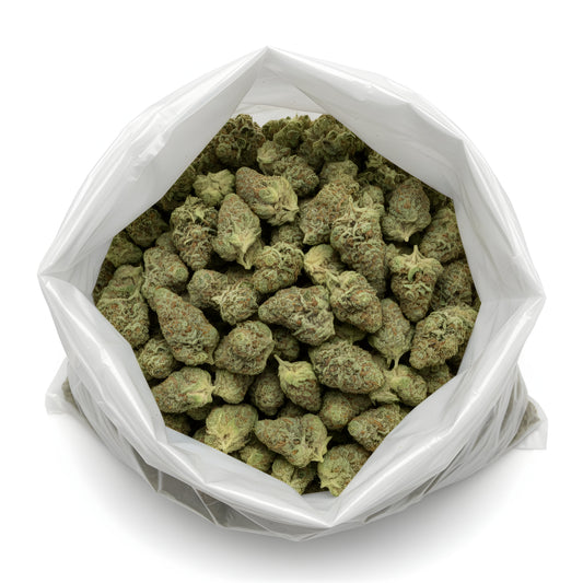 Wholesale photo of King Kong Killer THCA hemp flower indica dominant AAA grade, bulk display of massive resin rich buds with dark green hues, 31 percent THCA, Gorilla Glue #4 x King Louis XIII lineage