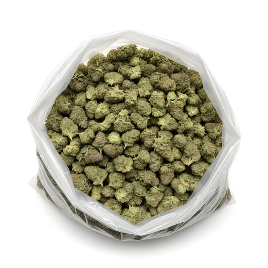 Wholesale photo of Vanilla Berry THCA hemp flower indica-dominant AA grade, bulk buds featuring purple tones and 25 percent THCA