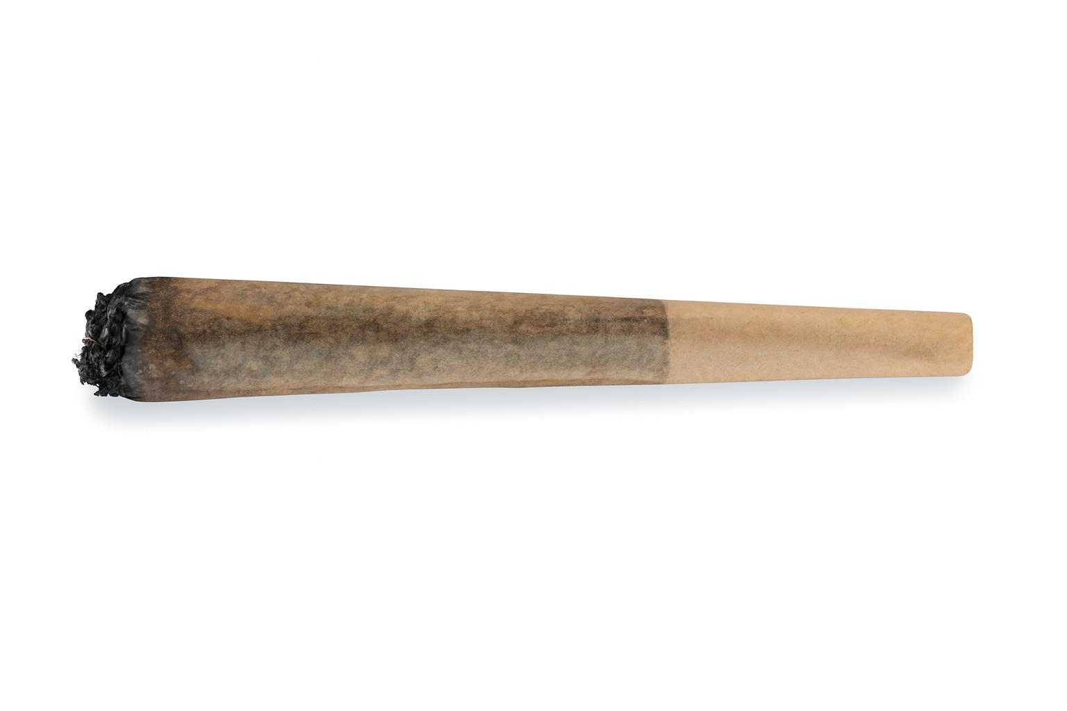 Burnt cannabis pre-roll joint showing ash and smoke quality – ideal for wholesale flower buyers